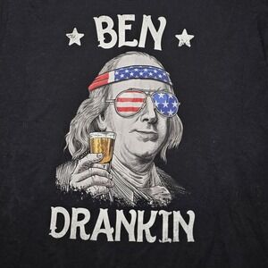 Ben Drankin Benjamin Franklin Funny Beer Party Graphic T-Shirt Men's XL Black